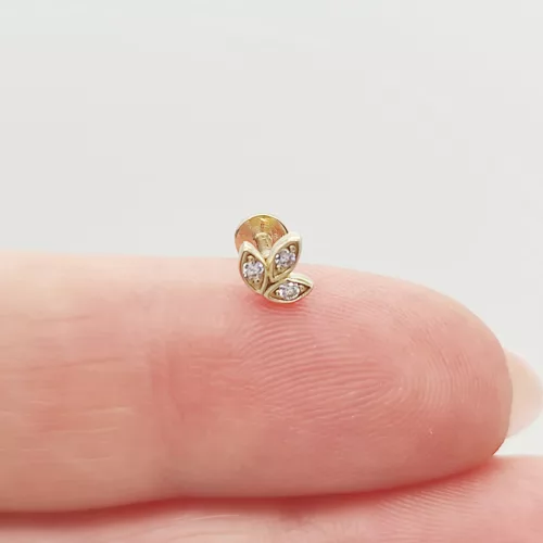 Sárga arany lótusz fülcimpa piercing