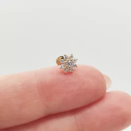 Sárga arany virág fülcimpa piercing