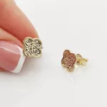 Sárga arany metszett lóhere fülbevaló