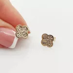 Sárga arany metszett lóhere fülbevaló