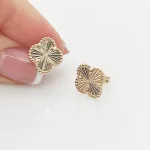 Sárga arany lapos metszett lóhere fülbevaló