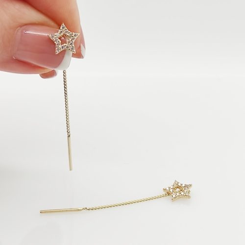 Sárga arany átfűzős fülbevaló csillaggal