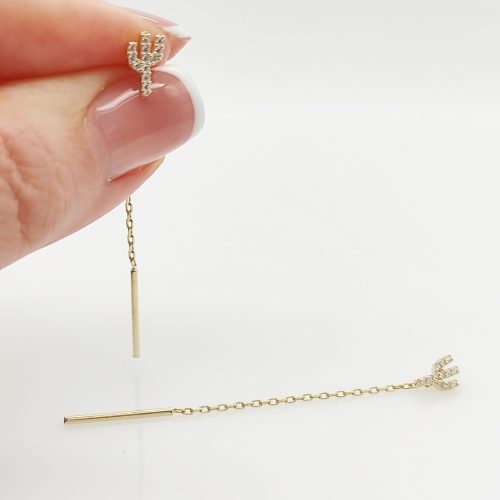 Sárga arany átfűzős fülbevaló kaktusszal