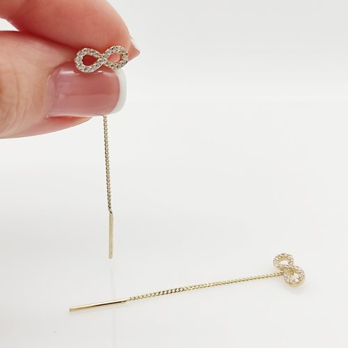 Sárga arany átfűzős fülbevaló végtelennel