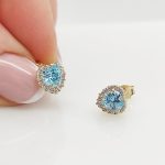 Sárga arany kék szív fülbevaló