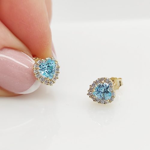 Sárga arany kék szív fülbevaló