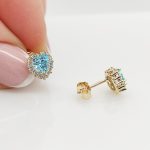 Sárga arany kék szív fülbevaló