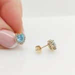 Sárga arany kék szív fülbevaló