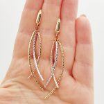 Trikolor metszett arany modern fülbevaló