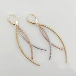 Trikolor metszett arany modern fülbevaló