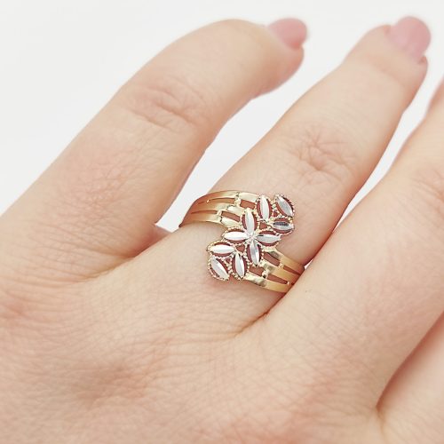 Sárga-fehér arany metszett gyűrű