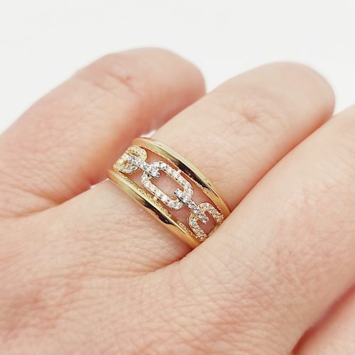 Sárga arany gyűrű cirkóniákkal