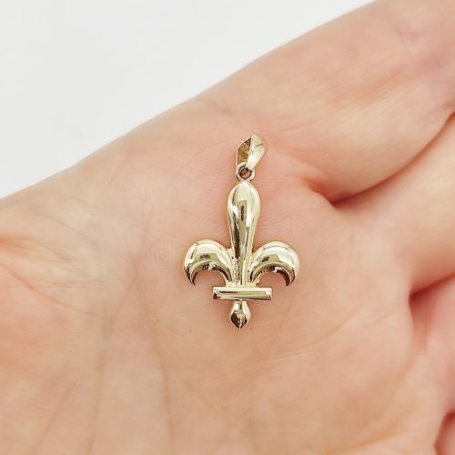 Sárga arany liliomvirág medál -Fleur-de-lis