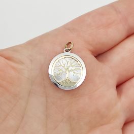 Sárga-fehér arany gyöngyház életfa medál