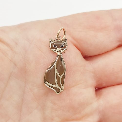 Sárga arany barna cica medál