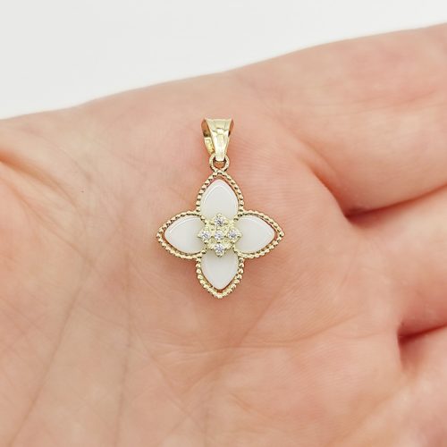 Sárga arany fehér virág medál