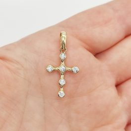Sárga arany köves kereszt medál