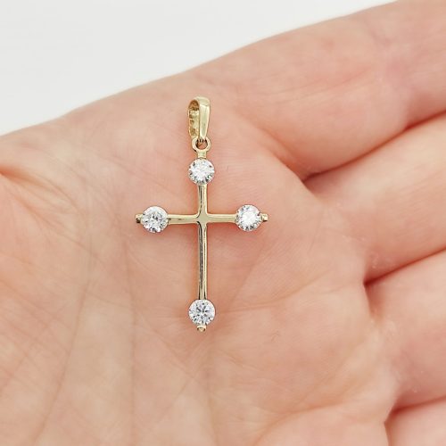 Sárga arany köves kereszt medál