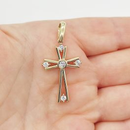 Sárga arany köves kereszt medál