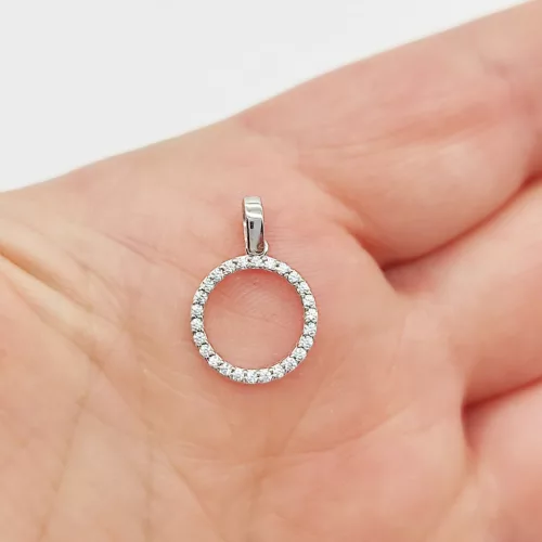 Fehér arany körbeköves medál