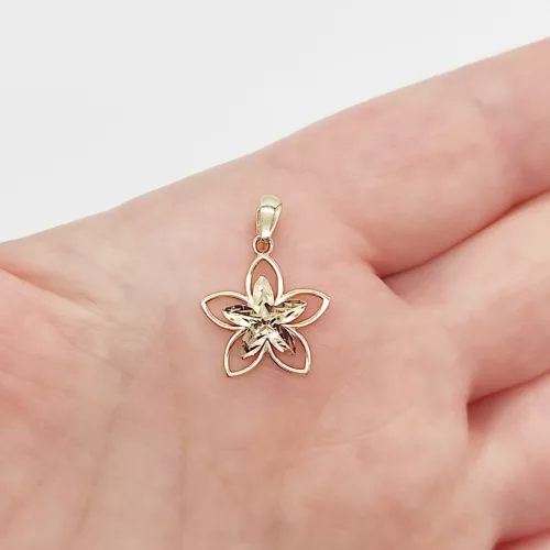 Sárga arany metszett virág medál
