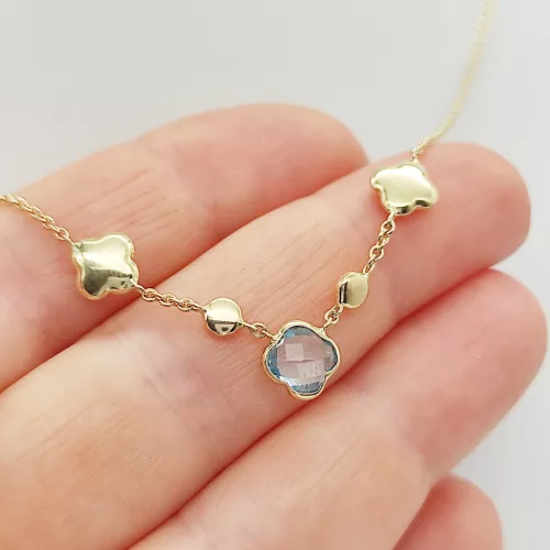 Sárga arany nyaklánc kis lóherékkel