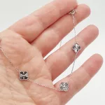 Fehér arany metszett lóherés nyaklánc