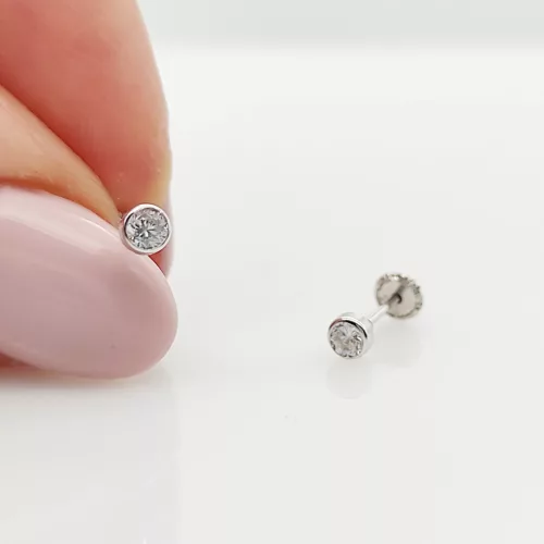 Fehér arany buttonos fehér köves fülbevaló