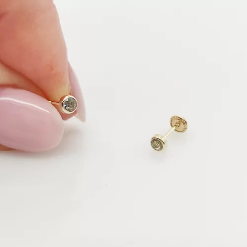 Sárga arany buttonos kék köves fülbevaló