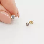 Sárga arany egy köves buttonos fülbevaló - 4 mm