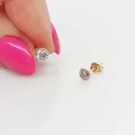 Sárga arany egy köves buttonos fülbevaló - 4 mm