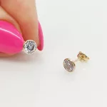 Sárga arany egy köves buttonos fülbevaló - 5 mm