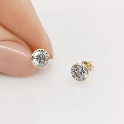 Sárga arany egy köves buttonos fülbevaló - 6 mm