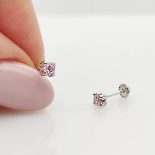 Fehér arany rózsaszín köves fülbevaló