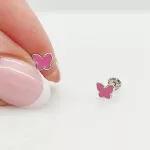 Fehér arany pink pillangó fülbevaló