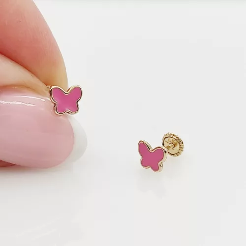 Sárga arany pink pillangó fülbevaló