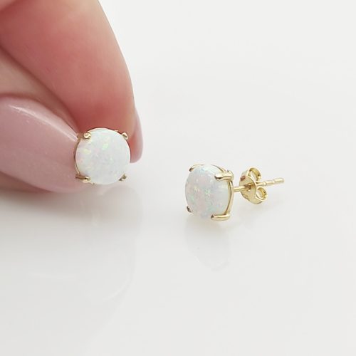 Sárga arany fehér opál fülbevaló