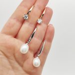 Fehér arany elegáns fülbevaló gyönggyel