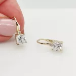 Sárga arany szögletes köves fülbevaló