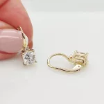 Sárga arany szögletes köves fülbevaló