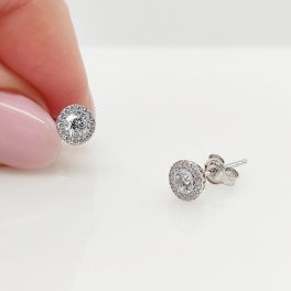 Fehér arany köves kör fülbevaló