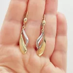 Sárga-fehér arany modern fülbevaló