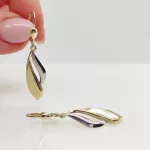 Sárga-fehér arany modern fülbevaló