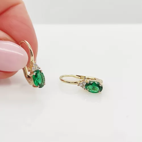 Sárga arany zöld köves fülbevaló