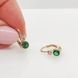 Sárga arany zöld köves fülbevaló