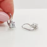 Fehér arany szögletes köves fülbevaló