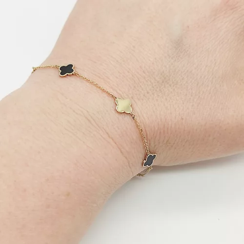 Sárga arany fekete lóherés karlánc