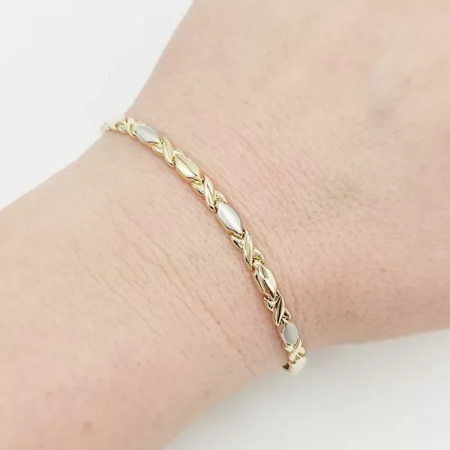 Sárga-fehér arany modern karlánc