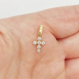 Sárga arany köves kereszt medál