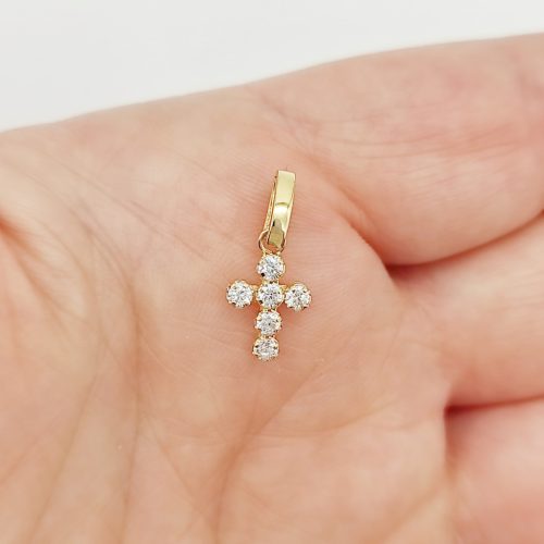 Sárga arany köves kereszt medál